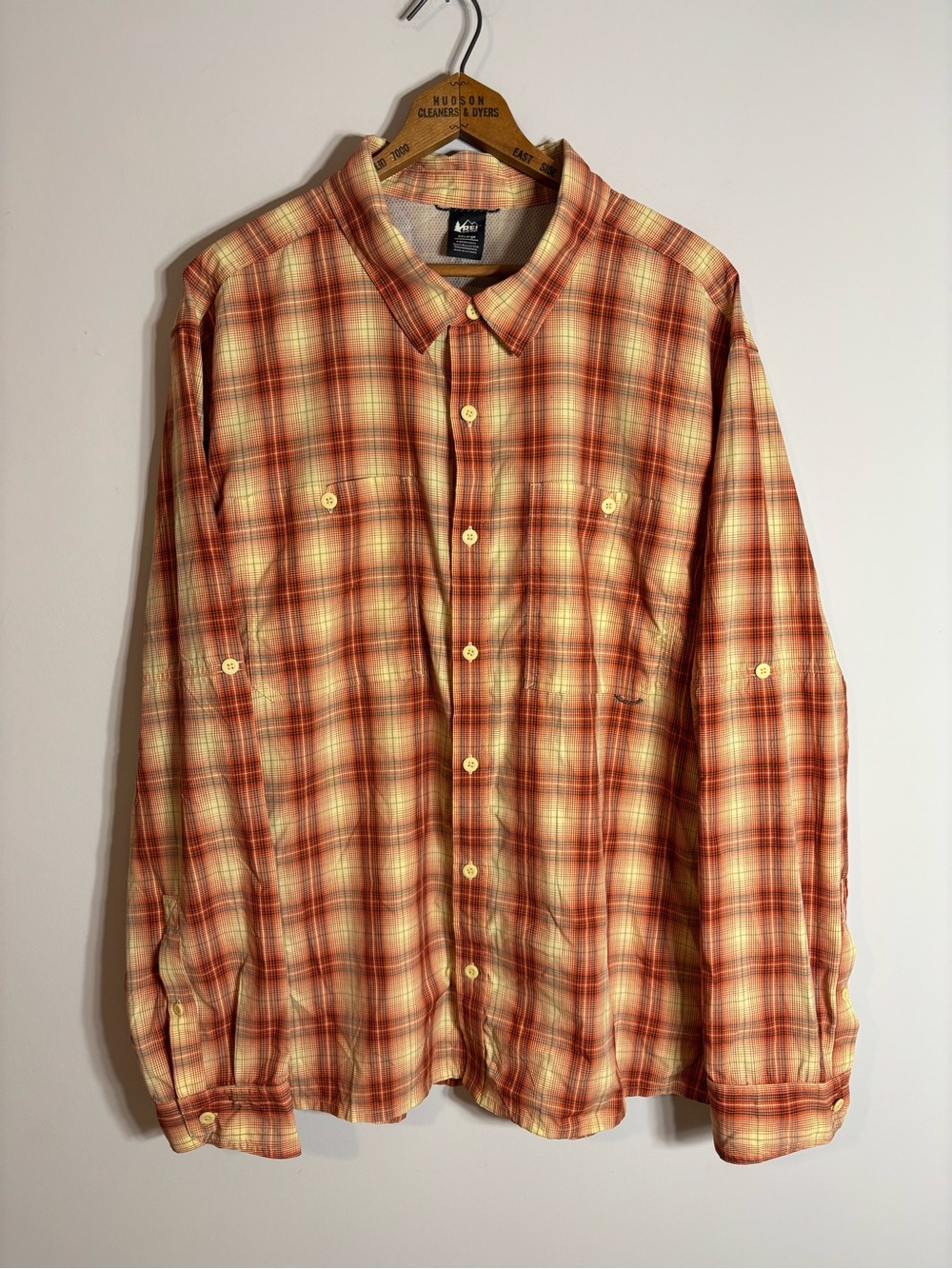 REI Co-Op Long Sleeve Vented Button Up Shirt Plaid Sun Hiking XXL